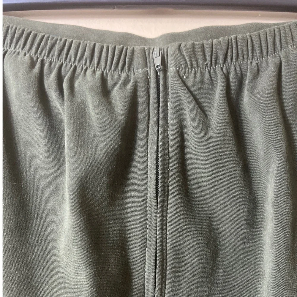 Fashion Bug Olive Green Faux Suede Maxi Skirt Size 14 XL Vintage Cottagecore